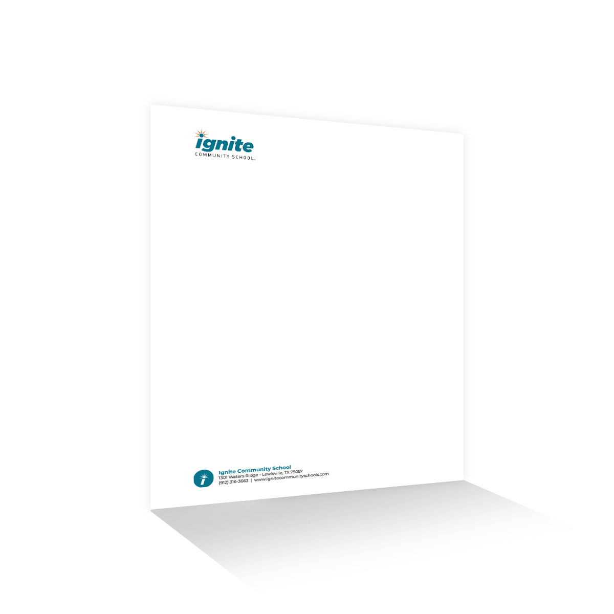 Blank Ignite promotional folder on white background.