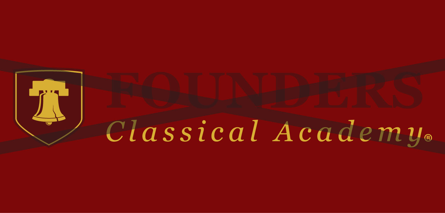 Founders Classical Academy school logo on red