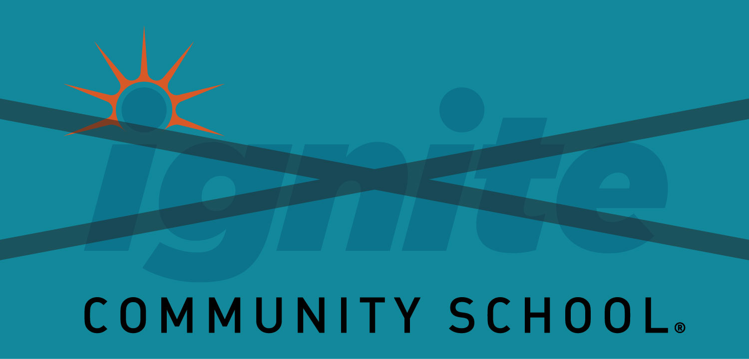 Ignite Community School logo with sun graphic