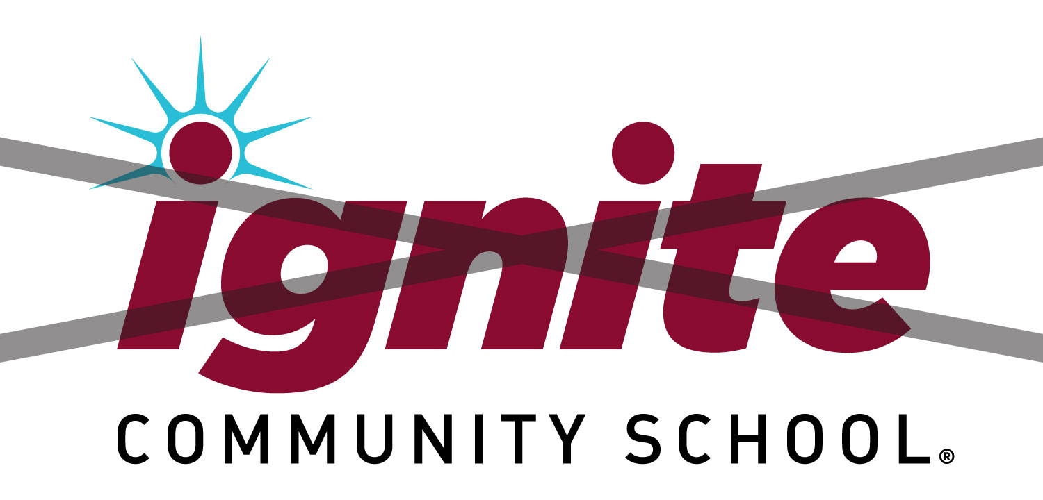 Ignite Community School logo with stylized sun icon.