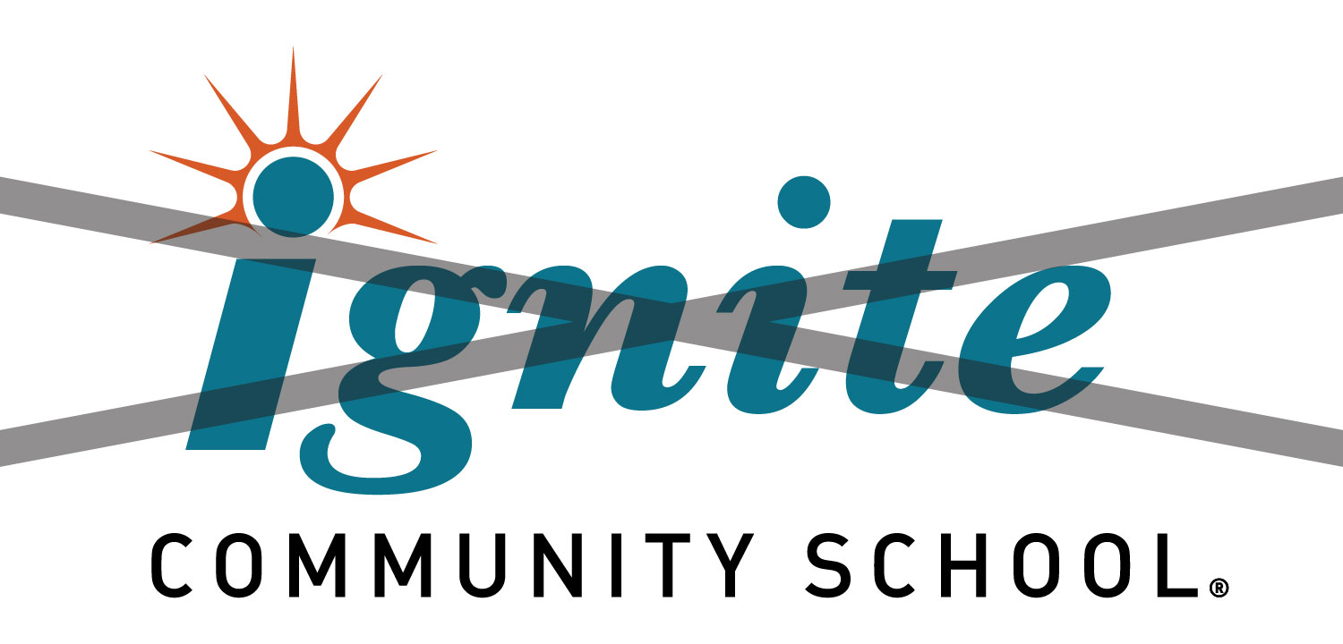 Ignite Community School logo with stylized sun graphic