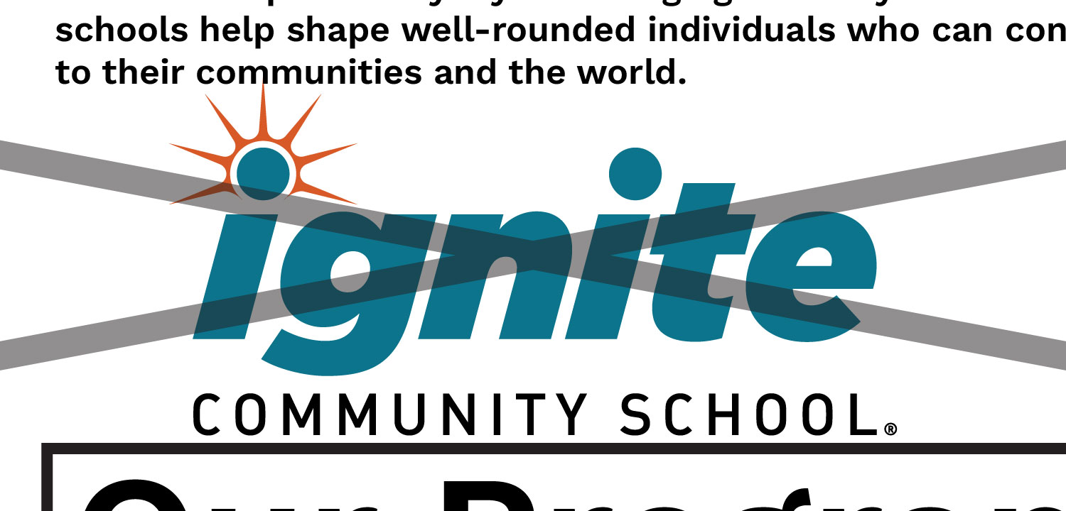 Ignite Community School logo with educational motto