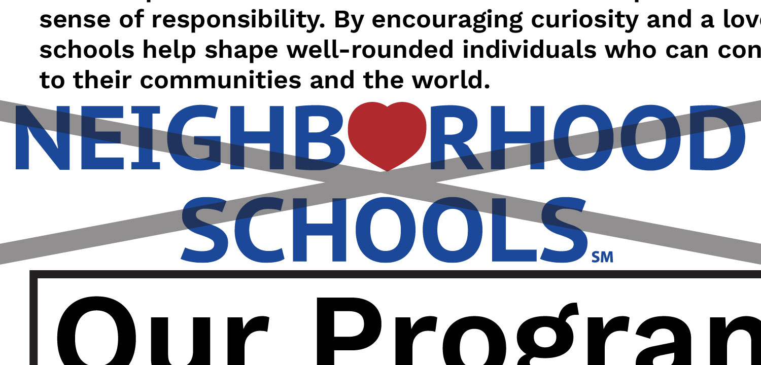 Neighborhood Schools banner with heart in logo text