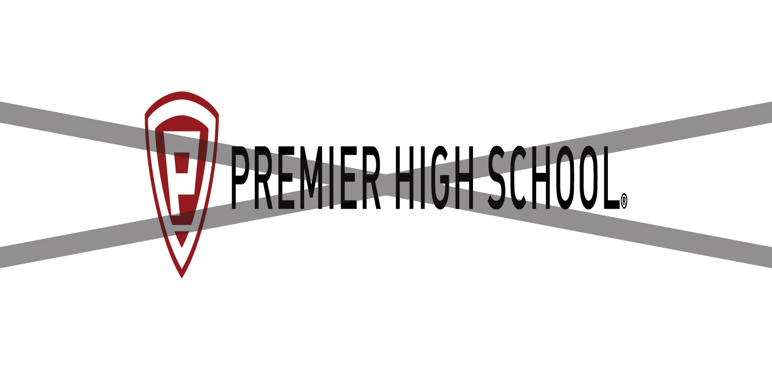 Premier High School logo with red pin design