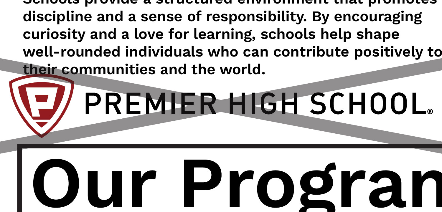 Premier High School logo with Our Program text