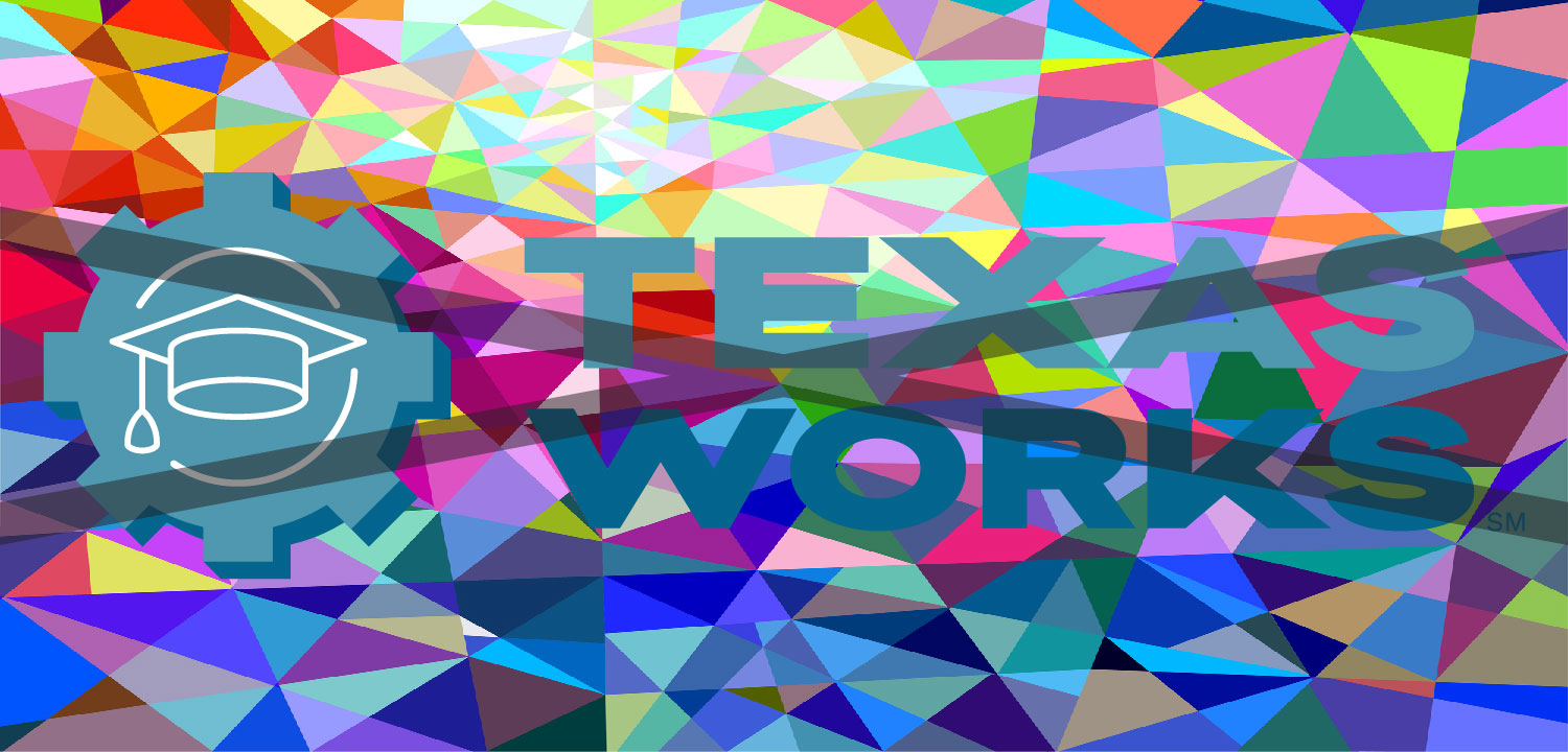 Abstract geometric background with Texas Works logo