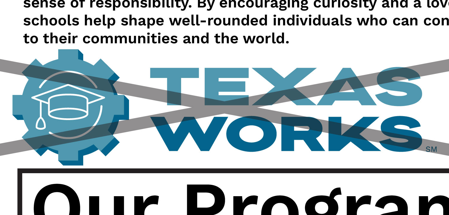 Texas Works program brochure with educational information