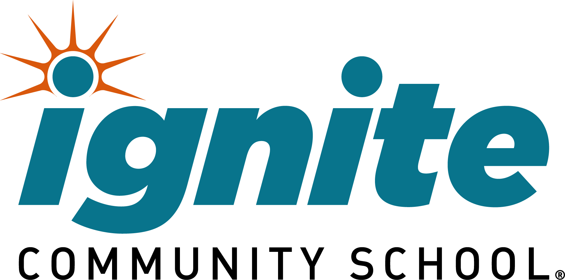 Ignite logo with sun graphic in blue and orange.