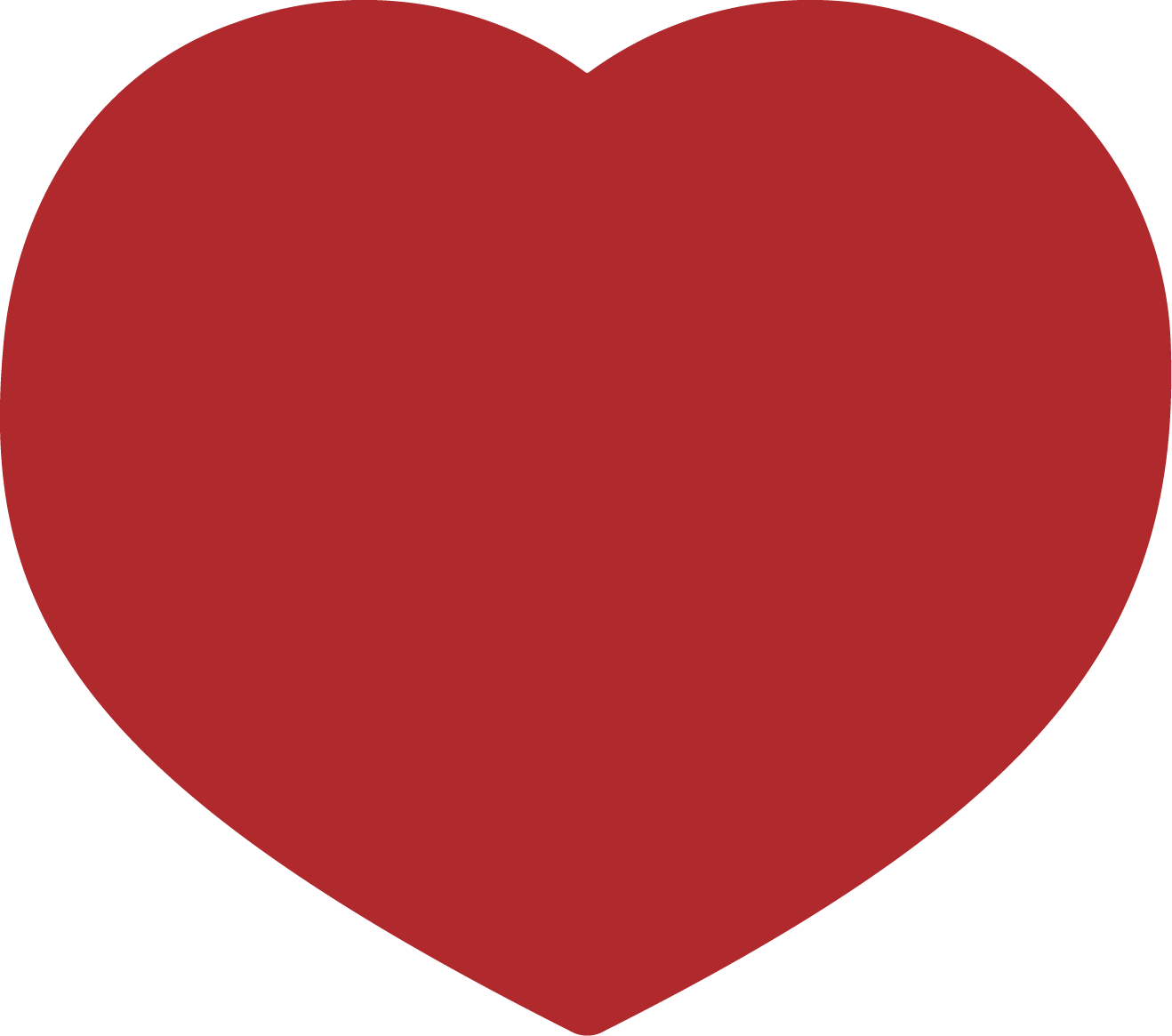 Simple red heart shape on solid background.