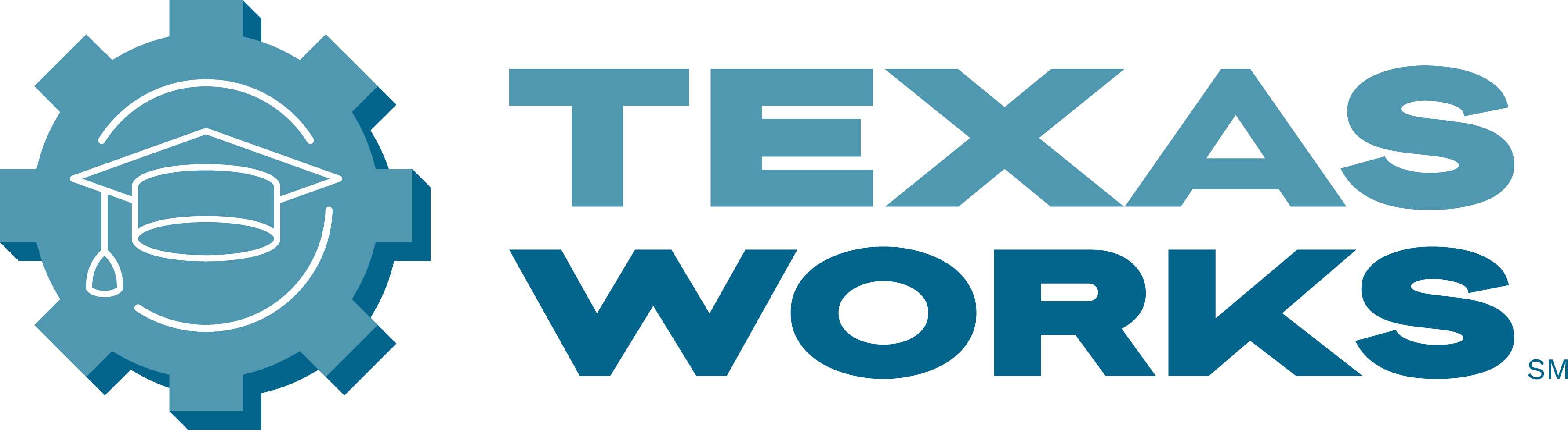 Texas Works program logo with graduation cap icon
