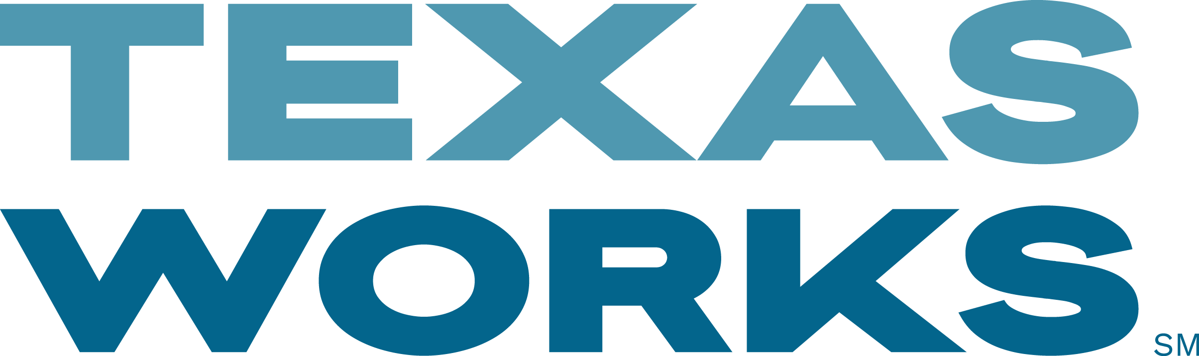 Texas Works brand logo in blue gradient colors.
