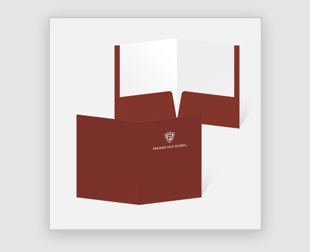 Brown cardboard box with company logo open