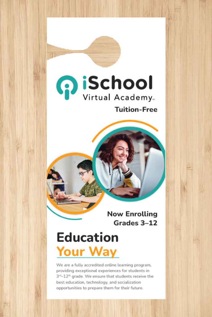 iSchool Virtual Academy door hanger advertisement