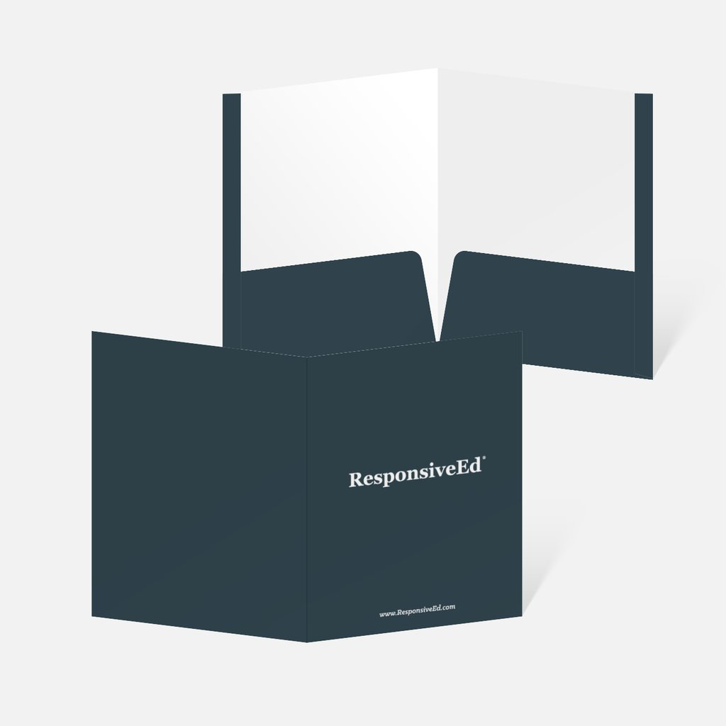 ResponsiveEd branded presentation folders on white background