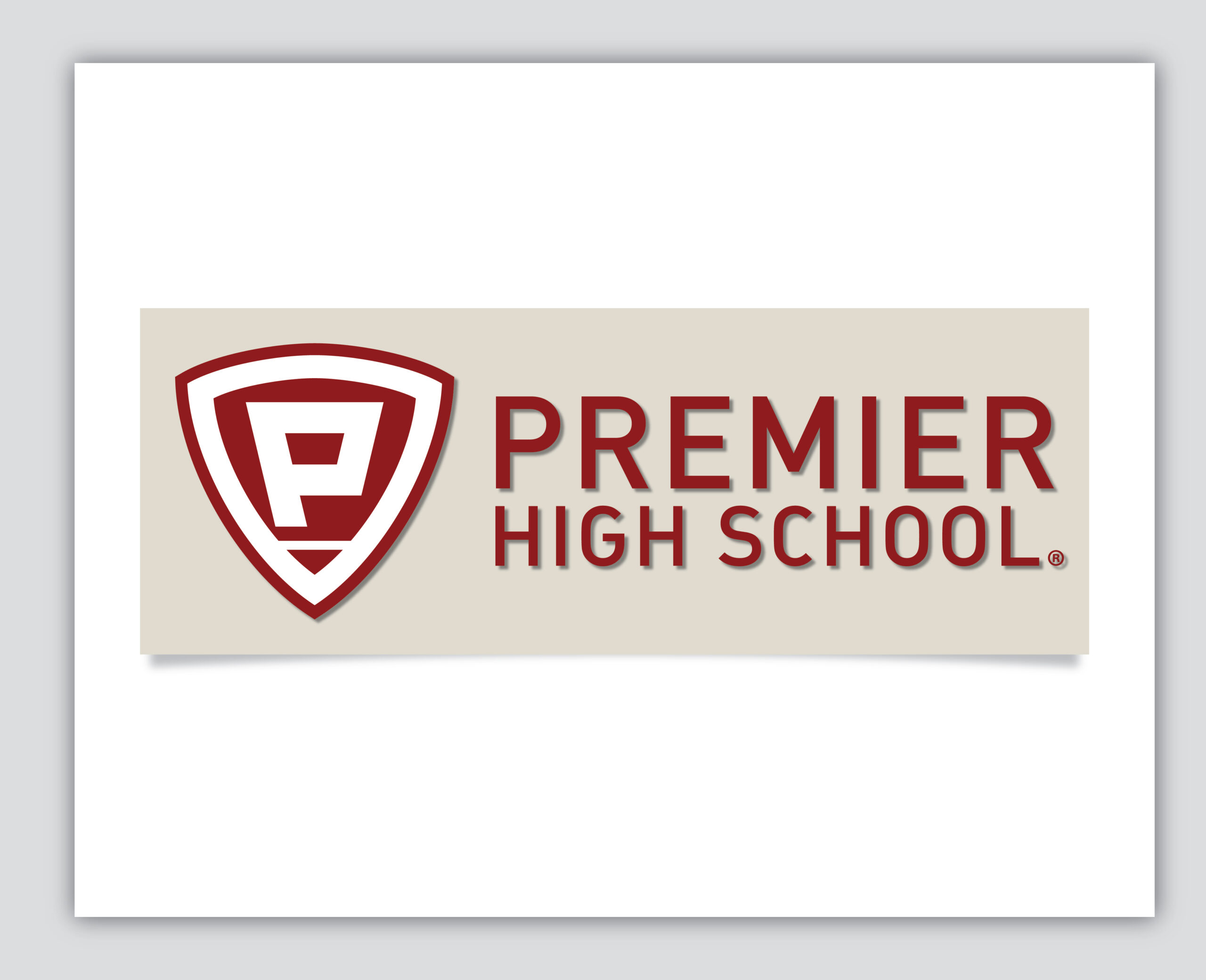 Premier High School logo on beige background