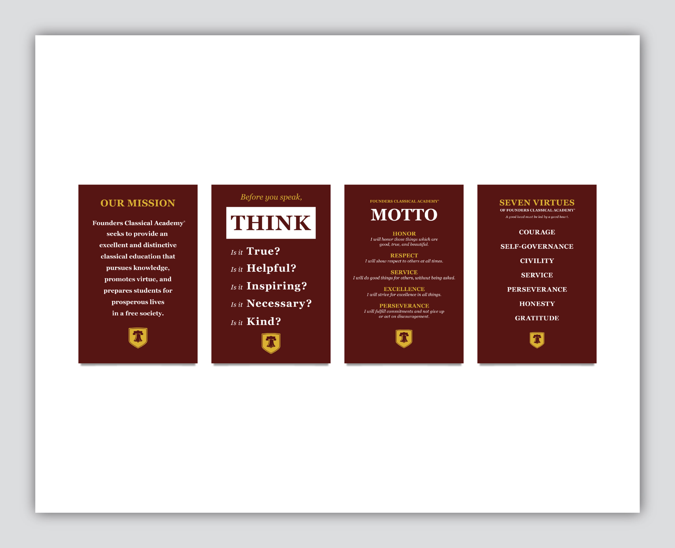 Educational mission and virtues on display board