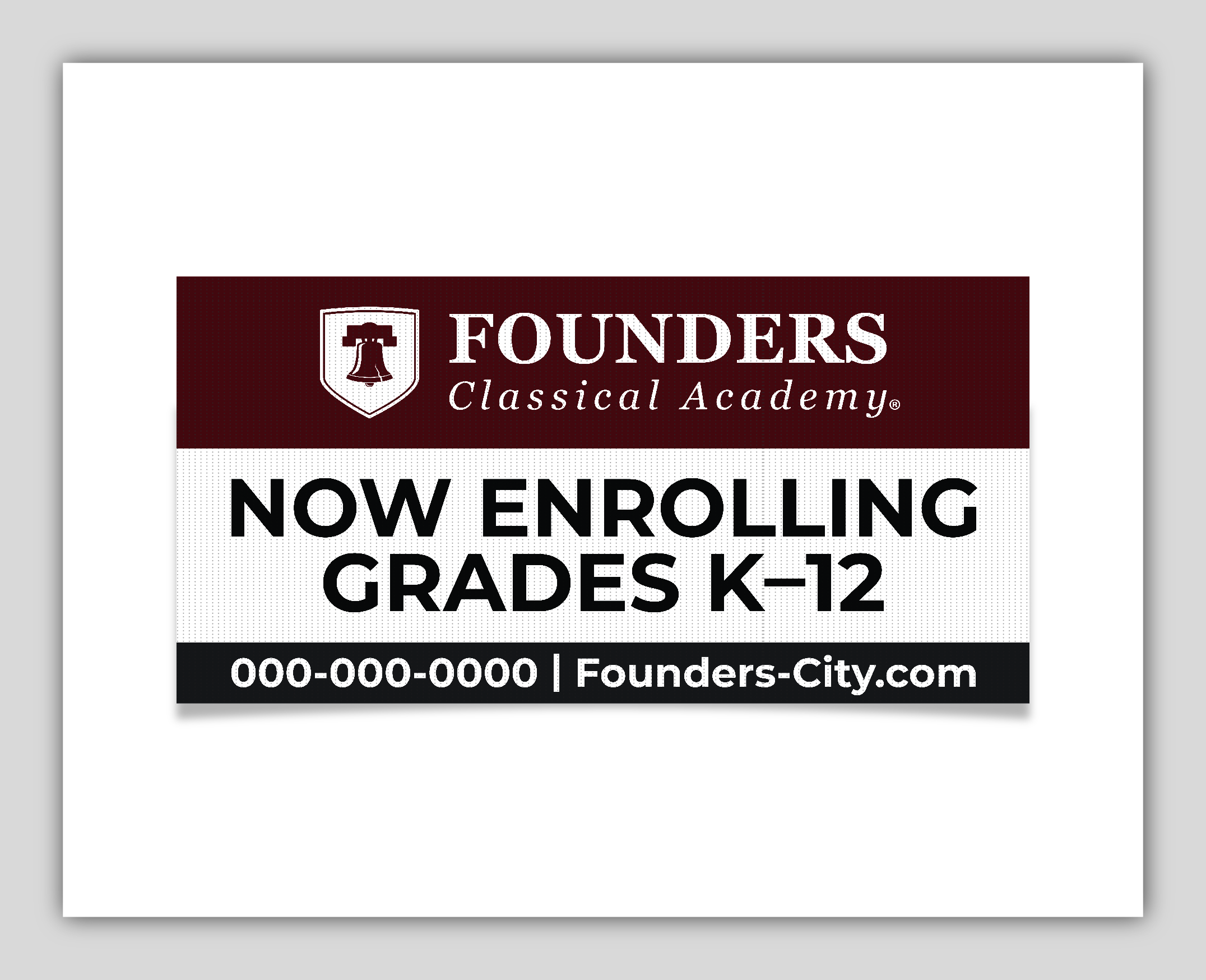 School enrollment banner for grades K-12.