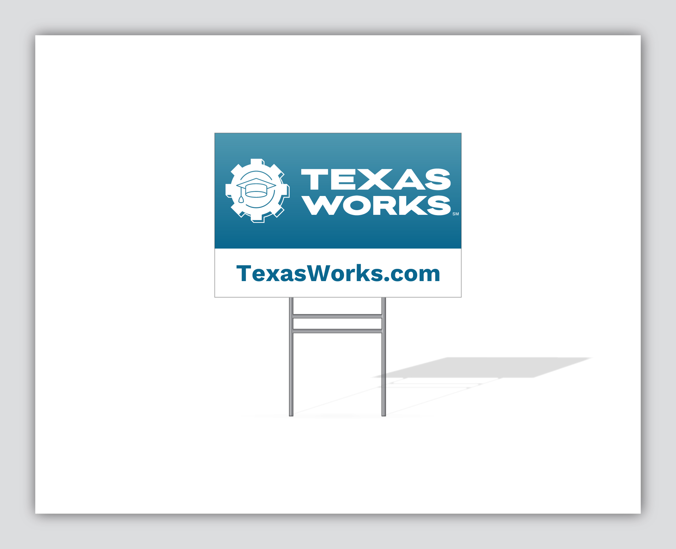 Texas Works sign with website URL displayed