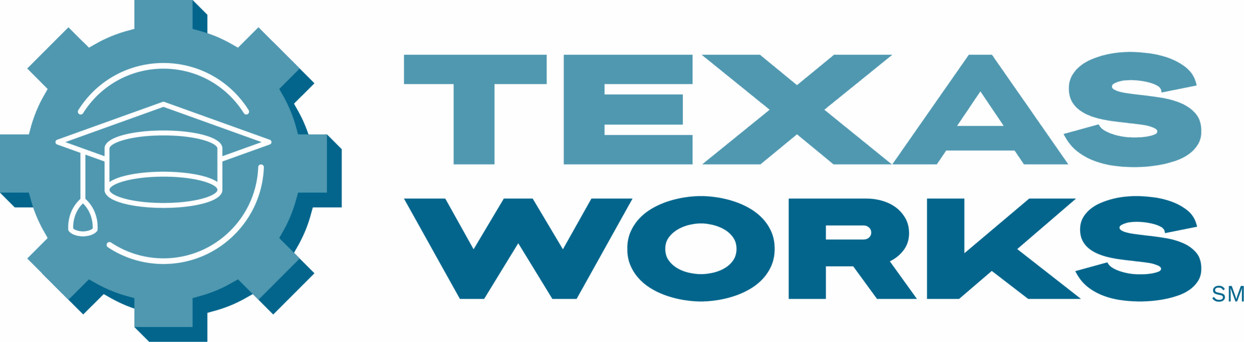 Texas Works logo with graduation cap graphic